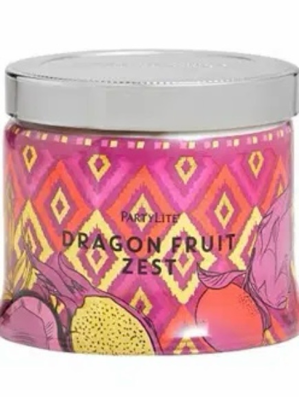 Partylite White Dragon Fruit Zest 3 Wick Jar Candle